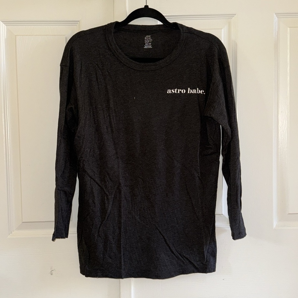 BNWT AEO Aerie Dark Grey Comfy Astro Babe Long Sleeve Top